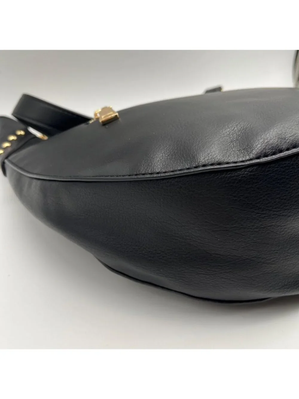 I.N.C. International Concepts Black Faux Leather Giannaa Medium Stud Hobo Bag